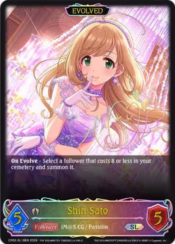 Shin Sato (Evolved) (SL) (CP02-SL18EN), THE IDOLM@STER CINDERELLA GIRLS — Shadowverse card price