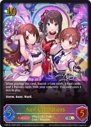 New Generations (c) (SL) (CP02-SL19cEN), THE IDOLM@STER CINDERELLA GIRLS — Shadowverse card price