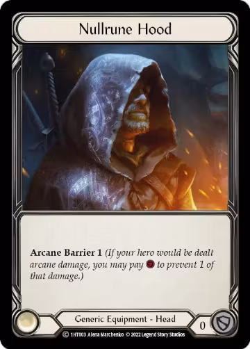 Nullrune Hood (1HT003), Historic Pack 1 Blitz Deck: Dorinthea — Flesh & Blood card price