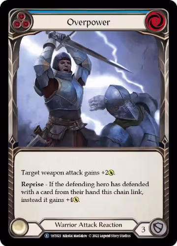 Overpower (Blue) (1HT023), Historic Pack 1 Blitz Deck: Dorinthea — Flesh & Blood card price