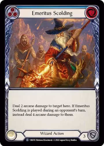 Emeritus Scolding (Blue) (1HK018), Historic Pack 1 Blitz Deck: Kano — Flesh & Blood card price