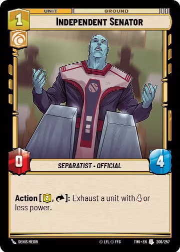 Independent Senator (206/257), Twilight of the Republic — Star Wars card price