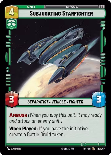 Subjugating Starfighter (112/257), Twilight of the Republic — Star Wars card price