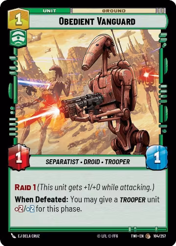 Obedient Vanguard (104/257), Twilight of the Republic — Star Wars card price