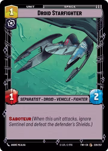 Droid Starfighter (228/257), Twilight of the Republic — Star Wars card price