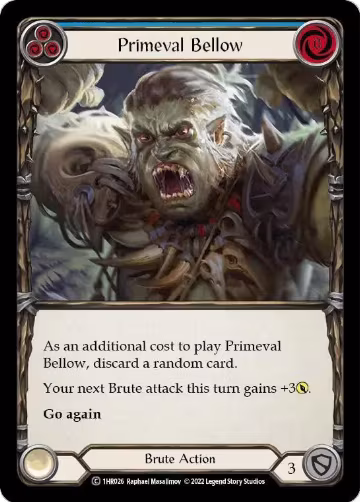 Primeval Bellow (Blue) (1HR026), Historic Pack 1 Blitz Deck: Rhinar — Flesh & Blood card price