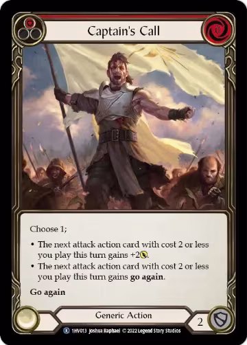 Captain's Call (Red) (1HV013), Historic Pack 1 Blitz Deck: Viserai — Flesh & Blood card price