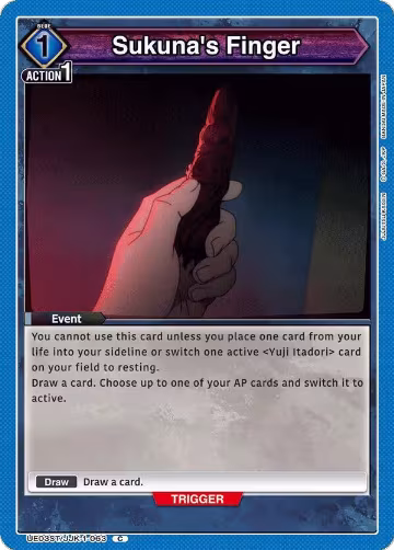 Sukuna's Finger (UE03ST/JJK-1-063), Jujutsu Kaisen Starter Deck — Union Arena card price