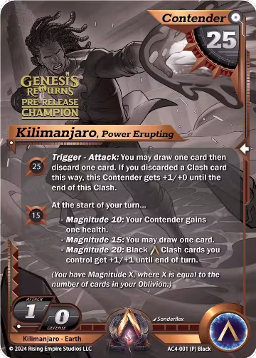Kilimanjaro, Power Erupting (Pre-Release Champion) (AC4-001), Genesis Returns — Alpha Clash card price