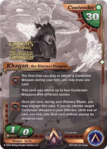 Khagan, the Eternal Dragon (Pre-Release Champion) (AC4-033), Genesis Returns — Alpha Clash card price