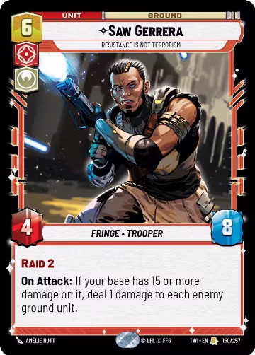 Saw Gerrera - Resistance is Not Terrorism (150/257), Twilight of the Republic — Star Wars card price