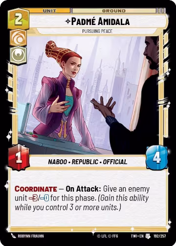 Padmé Amidala - Pursuing Peace (192/257), Twilight of the Republic — Star Wars card price