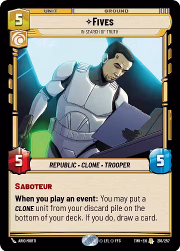 Fives - In Search of Truth (216/257), Twilight of the Republic — Star Wars card price