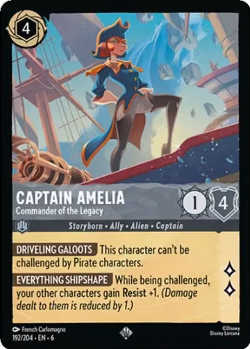 Captain Amelia - Commander of the Legacy (192/204), Azurite Sea — Lorcana card price