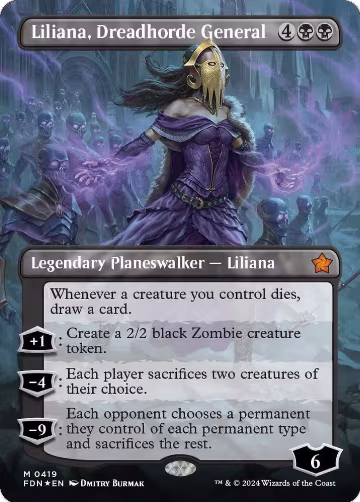 Liliana, Dreadhorde General (Borderless) (Mana Foil) (419), Foundations — Magic card price