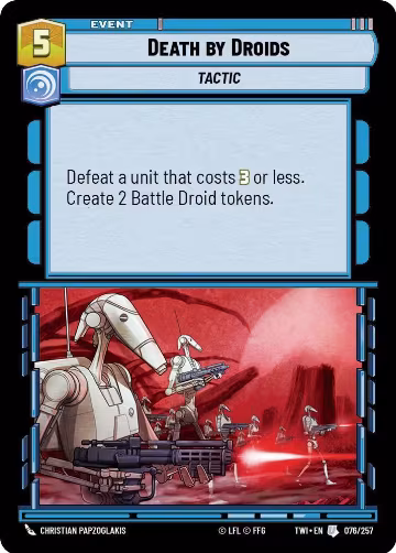 Death by Droids (076/257), Twilight of the Republic — Star Wars card price
