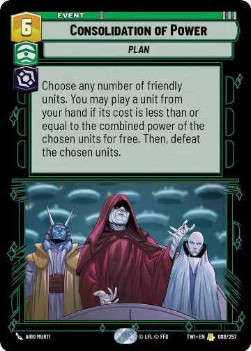 Consolidation of Power (089/257), Twilight of the Republic — Star Wars card price