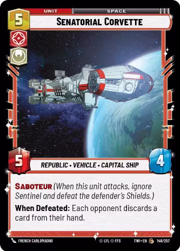 Senatorial Corvette (148/257), Twilight of the Republic — Star Wars card price