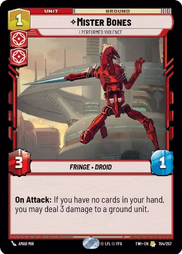 Mister Bones - I Performed Violence (154/257), Twilight of the Republic — Star Wars card price