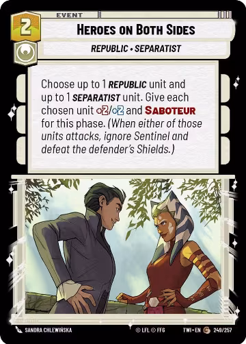 Heroes on Both Sides (249/257), Twilight of the Republic — Star Wars card price