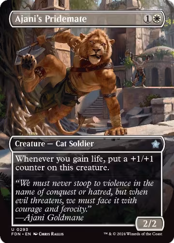 Ajani's Pridemate (Borderless) (293), Foundations — Magic card price