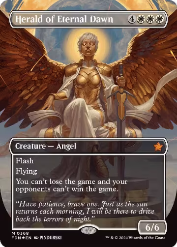 Herald of Eternal Dawn (Borderless) (Mana Foil) (368), Foundations — Magic card price