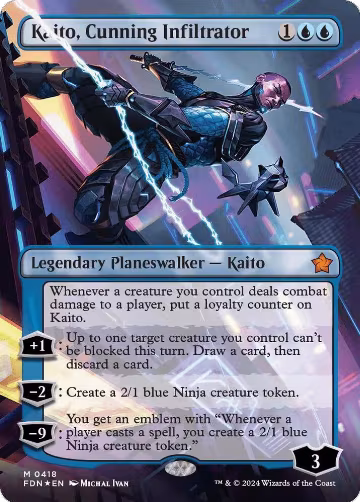 Kaito, Cunning Infiltrator (Borderless) (Mana Foil) (418), Foundations — Magic card price