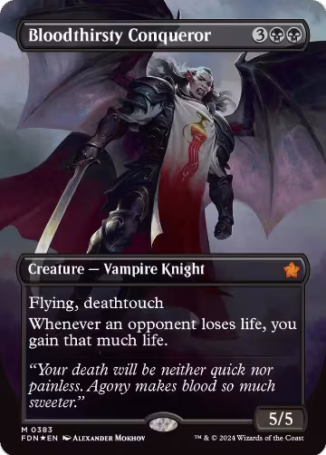 Bloodthirsty Conqueror (Borderless) (Mana Foil) (383), Foundations — Magic card price
