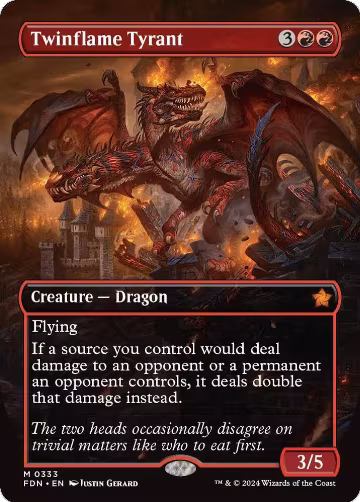 Twinflame Tyrant (Borderless) (333), Foundations — Magic card price
