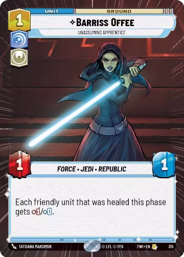 Barriss Offee - Unassuming Apprentice (Hyperspace) (315), Twilight of the Republic — Star Wars card price