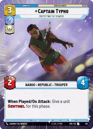 Captain Typho - Protecting the Senator (Hyperspace) (319), Twilight of the Republic — Star Wars card price