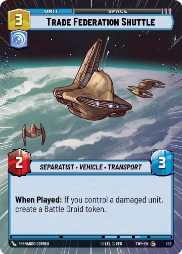 Trade Federation Shuttle (Hyperspace) (333), Twilight of the Republic — Star Wars card price