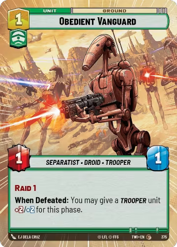 Obedient Vanguard (Hyperspace) (375), Twilight of the Republic — Star Wars card price
