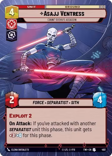 Asajj Ventress - Count Dooku's Assassin (Hyperspace) (402), Twilight of the Republic — Star Wars card price