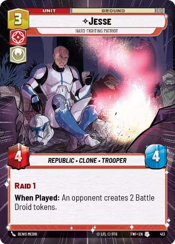 Jesse - Hard-Fighting Patriot (Hyperspace) (413), Twilight of the Republic — Star Wars card price