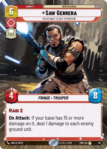 Saw Gerrera - Resistance is Not Terrorism (Hyperspace) (417), Twilight of the Republic — Star Wars card price