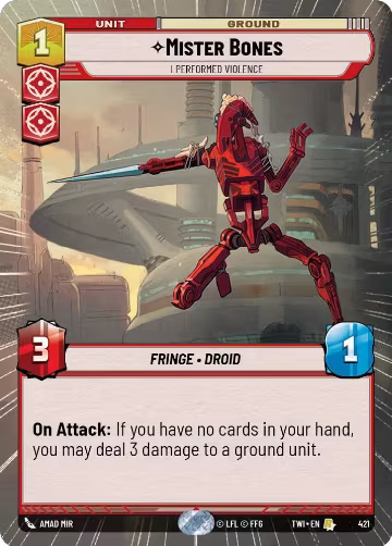 Mister Bones - I Performed Violence (Hyperspace) (421), Twilight of the Republic — Star Wars card price