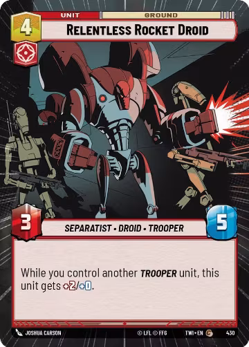 Relentless Rocket Droid (Hyperspace) (430), Twilight of the Republic — Star Wars card price