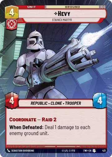 Hevy - Staunch Martyr (Hyperspace) (431), Twilight of the Republic — Star Wars card price