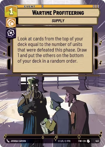 Wartime Profiteering (Hyperspace) (453), Twilight of the Republic — Star Wars card price