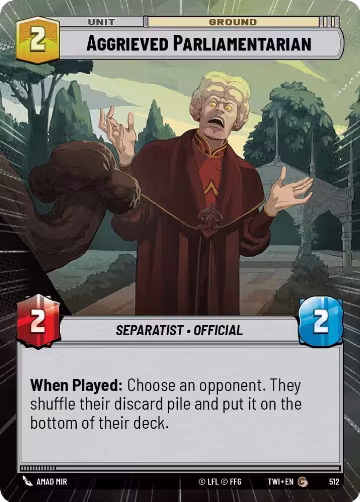 Aggrieved Parliamentarian (Hyperspace) (512), Twilight of the Republic — Star Wars card price