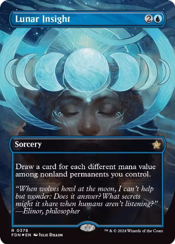 Lunar Insight (Borderless) (Mana Foil) (378), Foundations — Magic card price