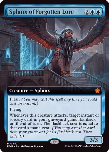 Sphinx of Forgotten Lore (Extended Art) (457), Foundations — Magic card price