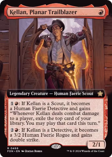 Kellan, Planar Trailblazer (Extended Art) (466), Foundations — Magic card price