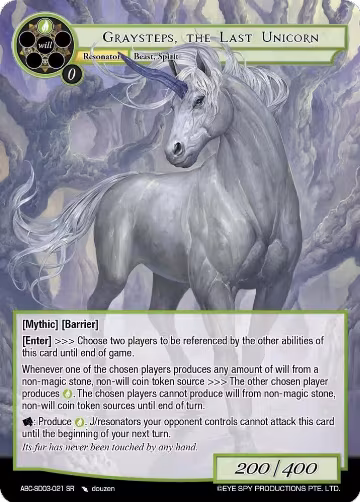 Graysteps, The Last Unicorn (ABC-SD03-021) (ABC-SD03-021 SR), ABC Duel Decks — Force of Will card price