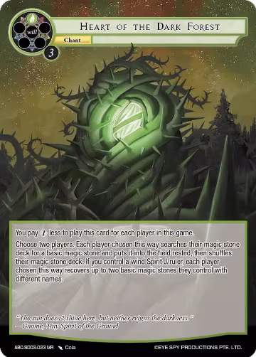 Heart Of The Dark Forest (ABC-SD03-023) (ABC-SD03-023 MR), ABC Duel Decks — Force of Will card price