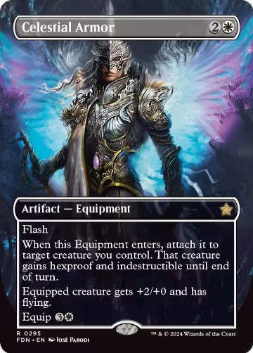 Celestial Armor (Borderless) (295), Foundations — Magic card price