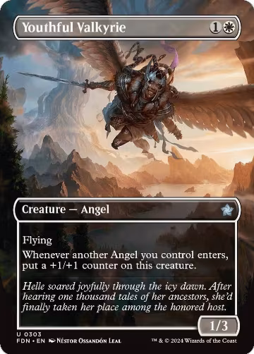 Youthful Valkyrie (Borderless) (303), Foundations — Magic card price