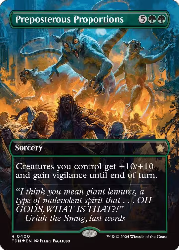 Preposterous Proportions (Borderless) (Mana Foil) (400), Foundations — Magic card price