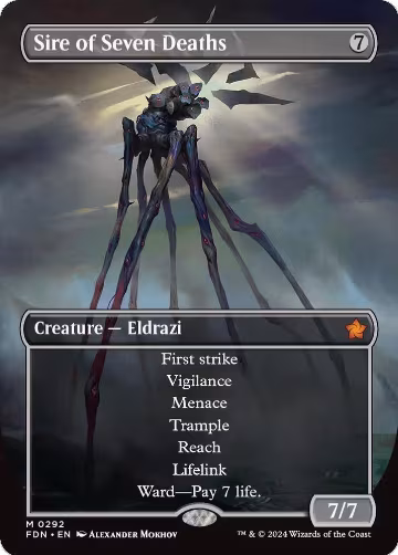 Sire of Seven Deaths (Borderless) (292), Foundations — Magic card price
